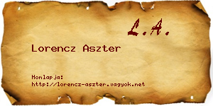 Lorencz Aszter névjegykártya